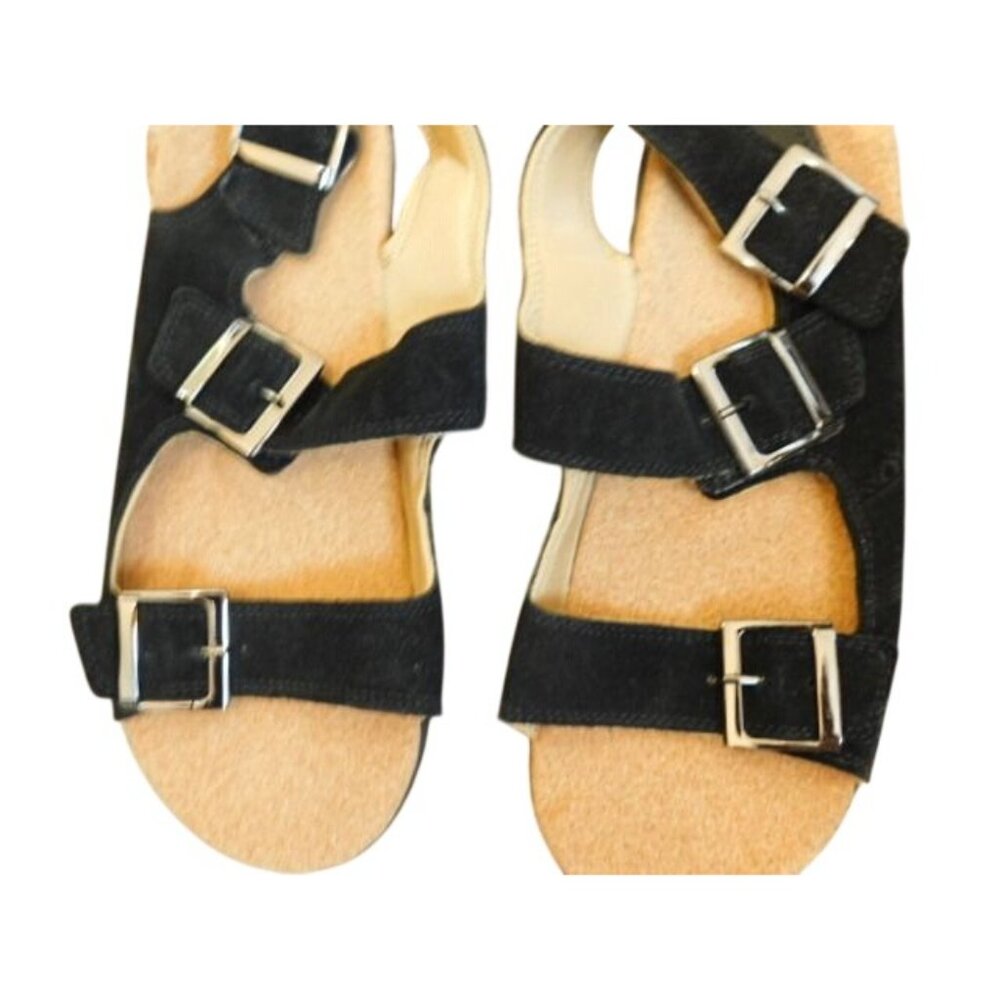 Revitalign  Size 9.5D Black Ladies Leather Strappy Ortho Style Sandals EUC - Picture 3 of 4